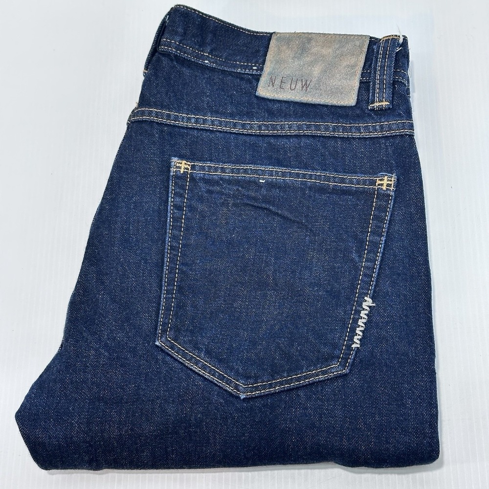 Neuw Mens Selvedge Denim Button Fly Italian Lou Slim 31 x 28 Medium Dark‎ Wash - Picture 2 of 8